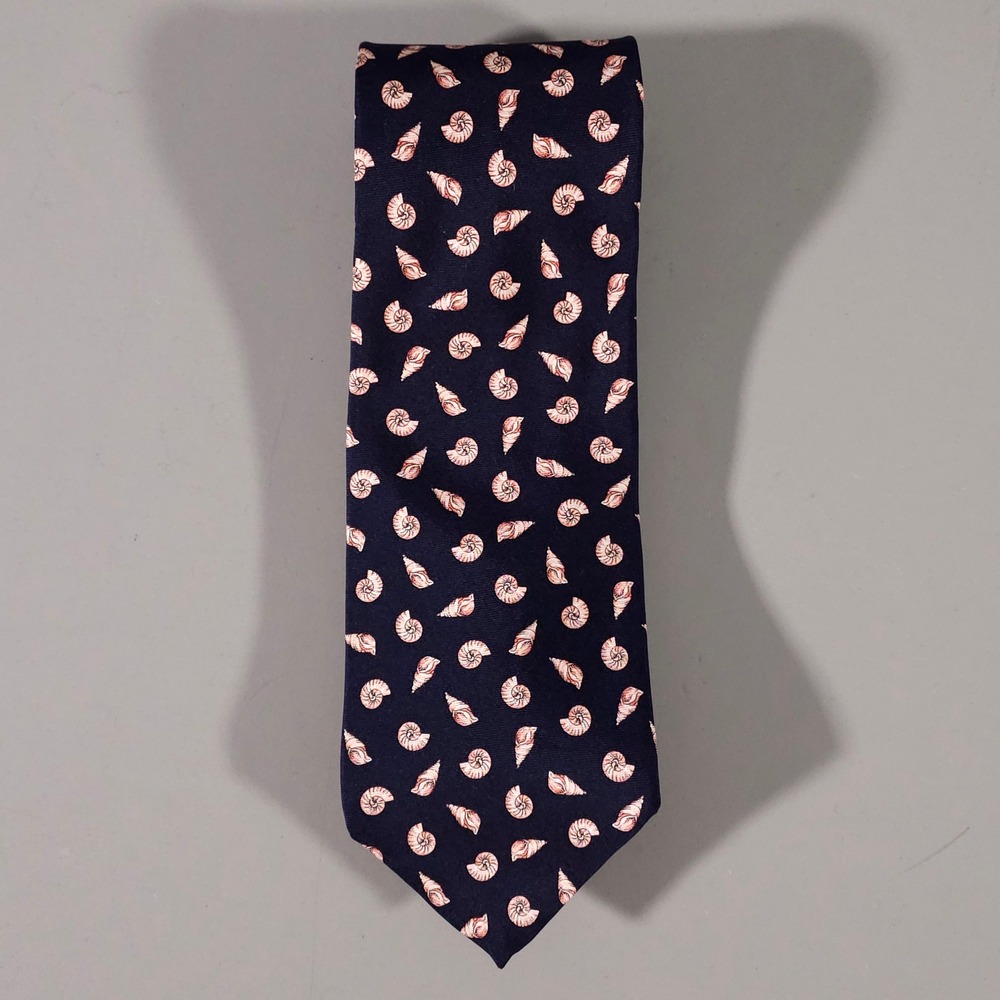 Brooks Brothers Tie Mens OS Navy Shell Print Silk Nautical 346 Accessory